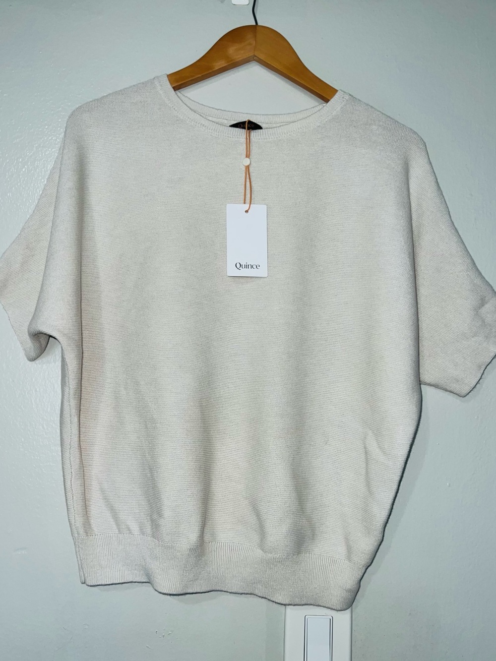 QUINCE Lightweight Cotton Cashmere Link-Stitch Dolman Sweater - Small